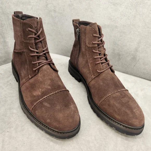 Section X Ankle Boots Men's 8.5 Chocolate Brown Suede Braxton Biker New $135